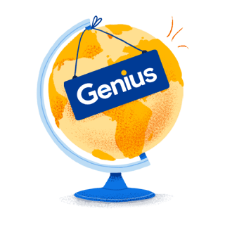 Изображение глобуса с синим логотипом Genius
