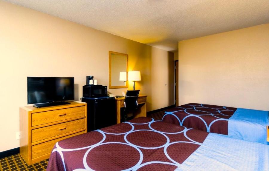 A room at the Super 8 by Wyndham Burlington.