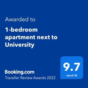 1-bedroom apartment next to University