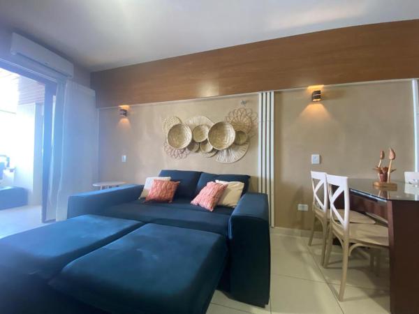 Cama o camas de una habitación en Flat Beira Mar- Ap 306 #ELEGANCE